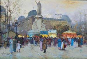 Place De La Republique by Eugene Galien-Laloue