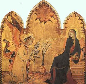 The Annunciation and the Two Saints (detail) 1333 by Simone Martini