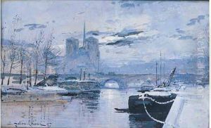 Paris Sous La Neige by Eugene Galien-Laloue