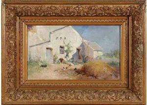 "la Cour De Ferme". by Eugene Galien-Laloue