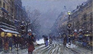 Paris : Le Boulevard Des Italiens by Eugene Galien-Laloue