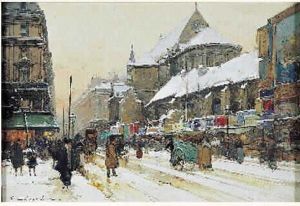 Les Boulevards Parisiens Animes Sous La Neige