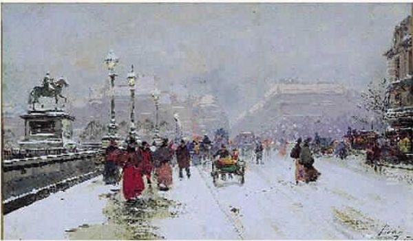 Le Pont Henri Iv Sous La Neige - view 1