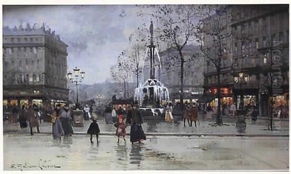 Gouache Signee En Bas A Gauche <la Place Du Theatre Francais>. - view 1