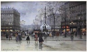 Gouache Signee En Bas A Gauche <la Place Du Theatre Francais>. Gouache Signee En Bas A Gauche <la Place Du Theatre Francais>.