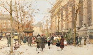 Marche Aux Fleurs by Eugene Galien-Laloue