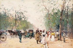 The Bois De Boulogne by Eugene Galien-Laloue