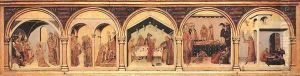 Altar of St Louis of Toulouse predella by Simone Martini