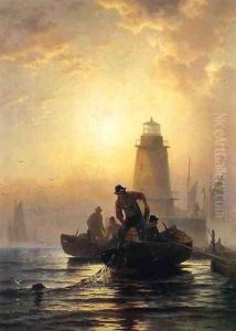 Fish Pond, Orient Bay, Long Island by Edward Moran