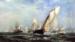 The "Madeleine's" Victory Over the "Countess of Dufferin", Third America's Cup Challenger, August 11, 1876 by Edward Moran