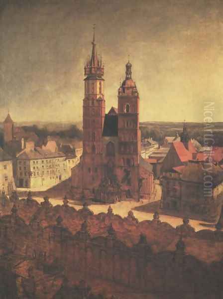 View of the St. Mary's Church from the Town Hall Tower in Cracow - view 1