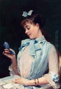 Portrait Of Aline Mason In Blue by Raimundo de Madrazo y Garreta