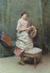 Aline holding a hat by Raimundo de Madrazo y Garreta