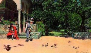 Scene in the gardens of the Fortress of Seville by Raimundo de Madrazo y Garreta
