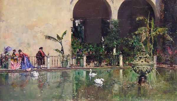 Reservoir in the gardens of the Royal Alcazar in Sevilla - view 1