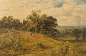 Figures In An Expansive Summer Landscape by Robert Gallon
