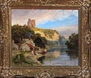 Knaresborough Castle, Yorkshire, With Young Anglers In Theforeground