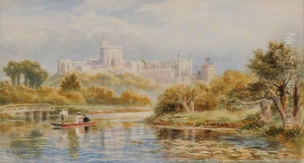 Punting On The Thames With Windsor Castle In Distance - view 1