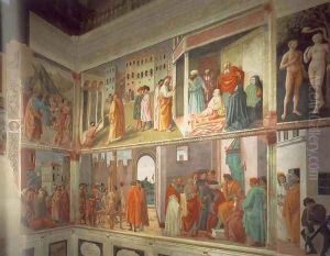 Frescoes in the Cappella Brancacci (right view) 1426-82 by Masaccio (Tommaso di Giovanni)