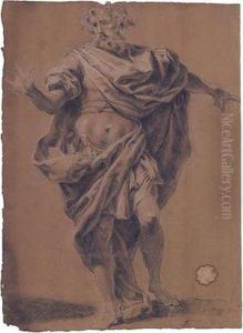 Studie Eines Stehenden Mannes Mit Drapiertem Umhang by Gaetano Gandolfi