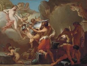 Venus Receiving The Arms Of Aeneas From Vulcan by Gaetano Gandolfi