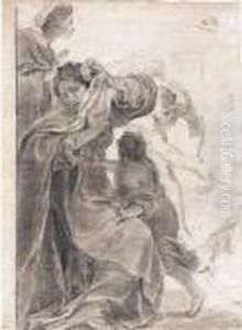 A Woman And A Child Turning Away
From An Executioner, With Another Standing Female Figure by Gaetano Gandolfi