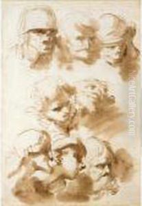 Sheet Of Studies Of Heads