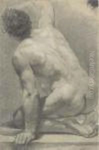 A Kneeling Nude Seen From Behind by Gaetano Gandolfi