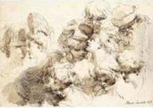 A Sheet Of Studies Of Heads