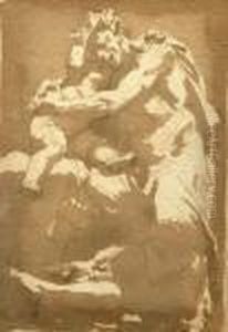 Pan Embracing A Putto by Gaetano Gandolfi