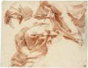 Studies For The Draperies Of A
Seated Figure And A Separate Study For A Draped Left Elbow by Gaetano Gandolfi