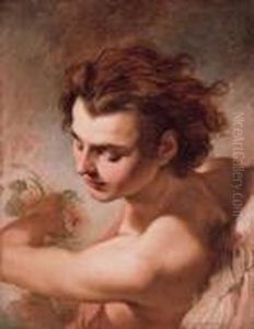 Zephyr A Winged Youth Bestowing Flowers, Head Andshoulders by Gaetano Gandolfi