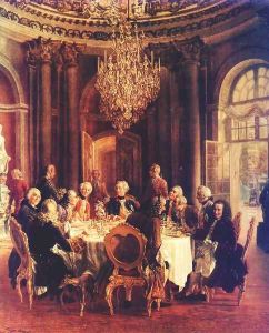Voltaire in the court of Frederick II of Prussia by Adolph von Menzel