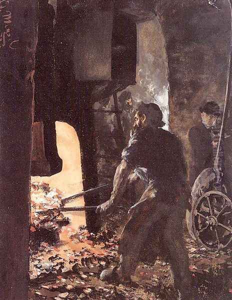 Self-Portrait with Worker near the Steam-hammer 1872 - view 1