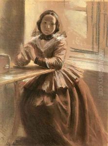 Emilie, Die Schwester Menzels (Emilie, The Artist's Sister) by Adolph von Menzel