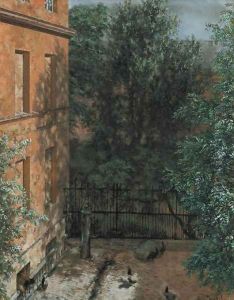 View into a Little Yard (Blick in einen kleinen Hof) by Adolph von Menzel