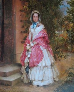 Clara Schmidt von Knobelsdorff ready to go out by Adolph von Menzel