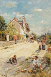 Scene De Rue De Village by Eduardo Leon Garrido