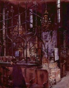 Old synagogue at Prague by Adolph von Menzel