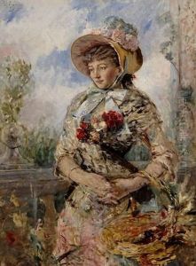 Jeune Elegante Au Chapeau Fleuri by Eduardo Leon Garrido