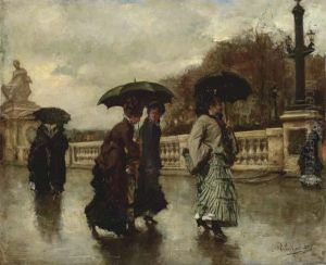 Elegantes Sous La Pluie by Eduardo Leon Garrido