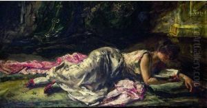 Jeune Femme Allongee A La Lecture by Eduardo Leon Garrido