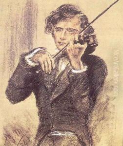 Krijttekening van Joseph Joachim by Adolph von Menzel