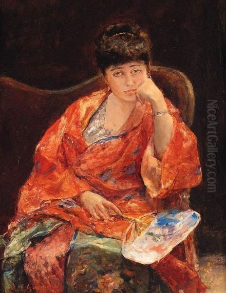 A Seated Lady Holding A Fan - view 1