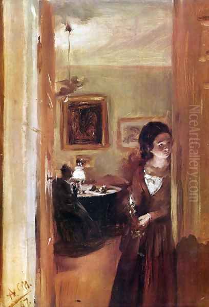 Lilving room with the artist's sister - view 1