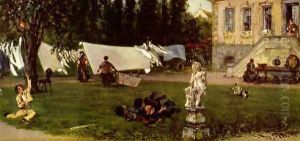 Gouache series Child album, scene, dry place by Adolph von Menzel