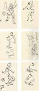 Three Studies For 'red Stone Dancer', Recto; Three Further Studies,verso by Henri Gaudier-Brzeska