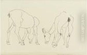 Two Deer Grazing by Henri Gaudier-Brzeska
