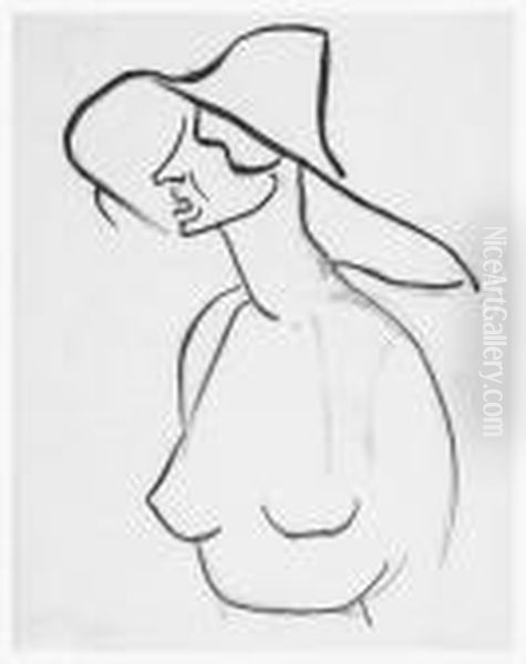 Woman In A Large Hat: Profile - view 1