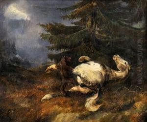 Zapas Kona S Vlkom by Friedrich Gauermann